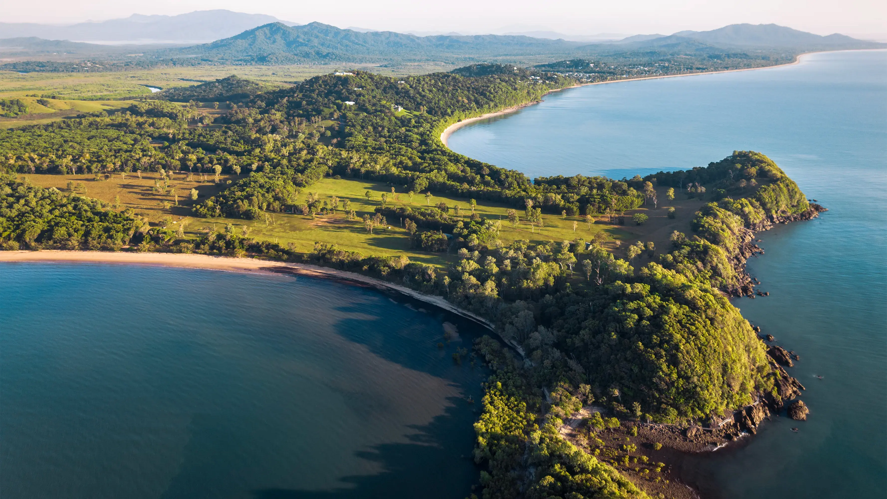 The Point from the air, its boundary drawn over the aerial and the access road in from Explorers Drive