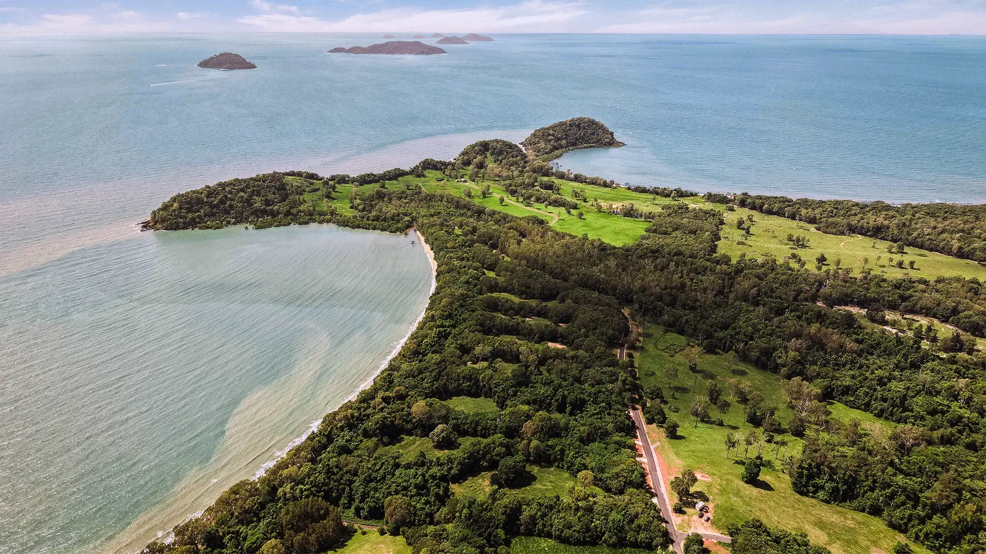 Lot 16 from the air, the surveyed boundary drawn over the clean aerial