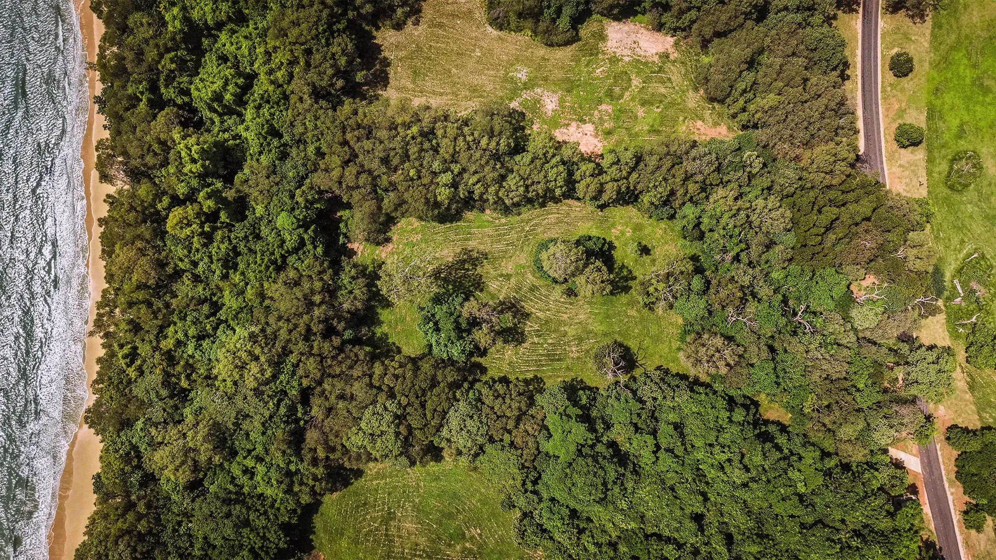 Lot 17 from directly above, the surveyed boundary drawn over the clean plan aerial