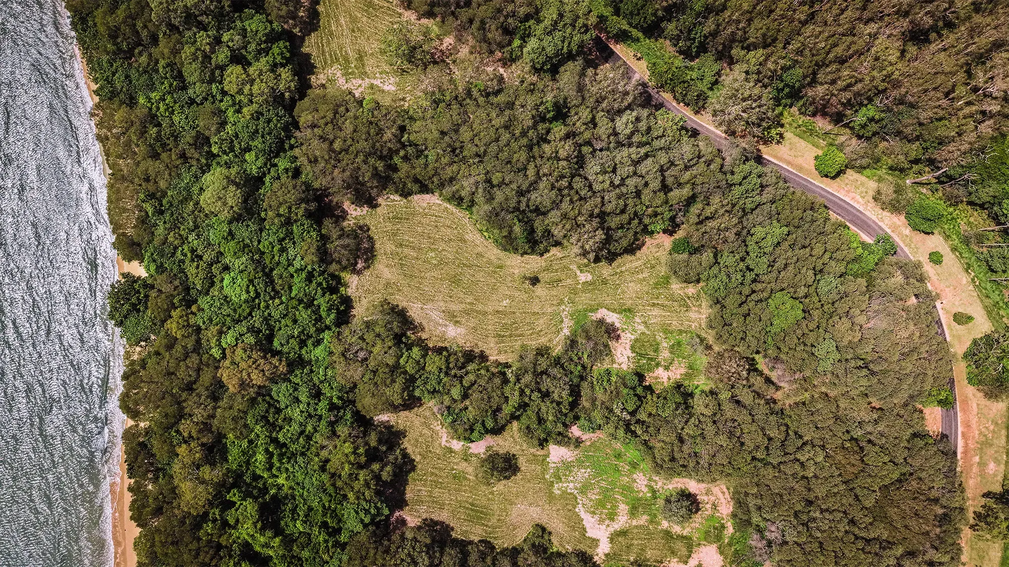 Lot 20 from directly above, the surveyed boundary drawn over the clean plan aerial